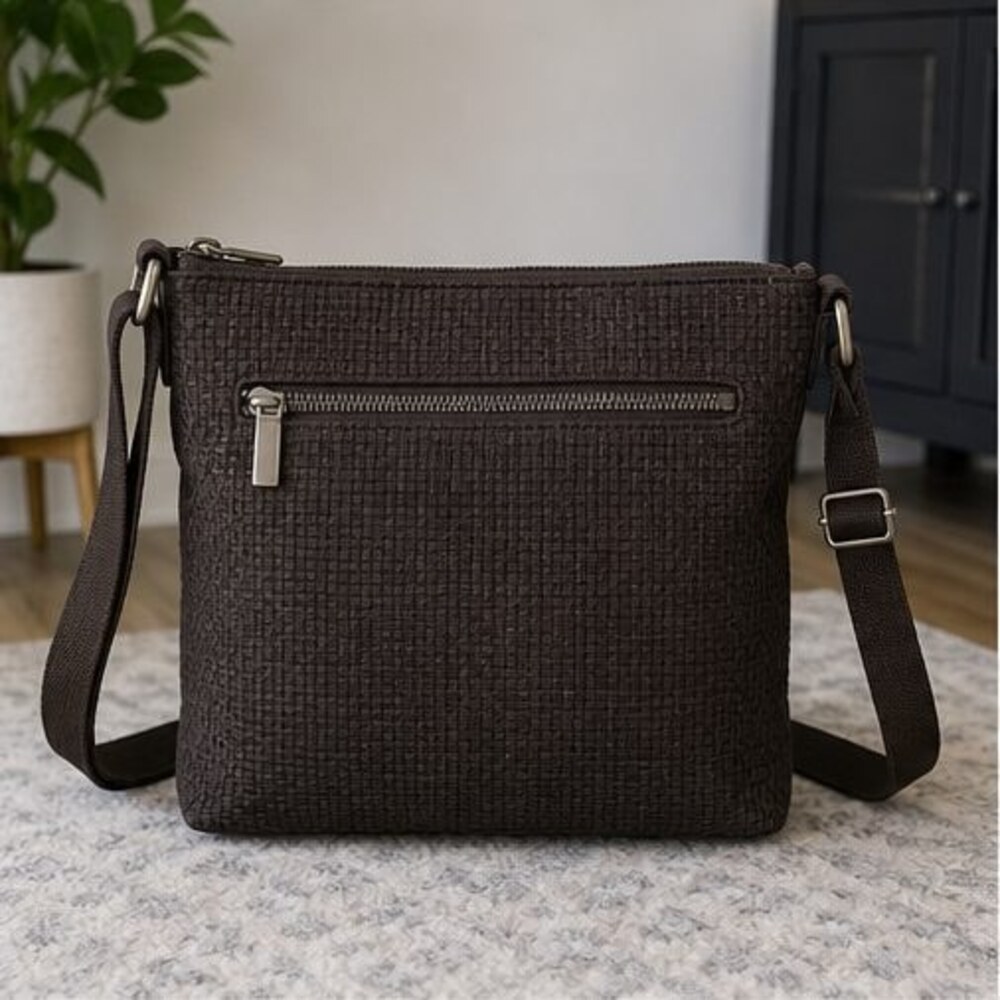 Espresso Woven Crossbody Bag